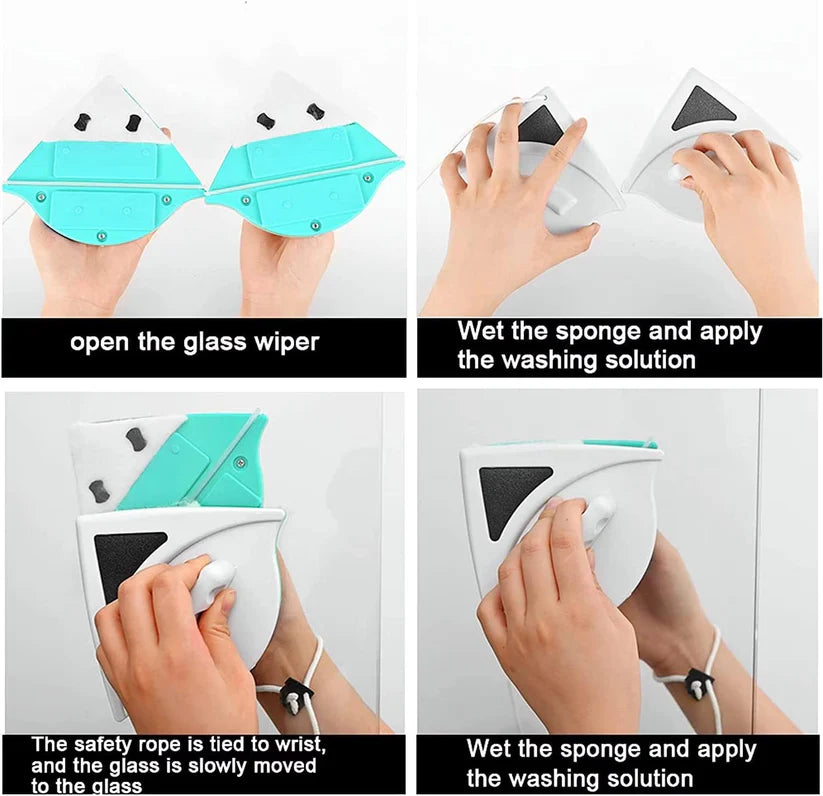 Double-Sided Magnetic Window Glass Cleaner