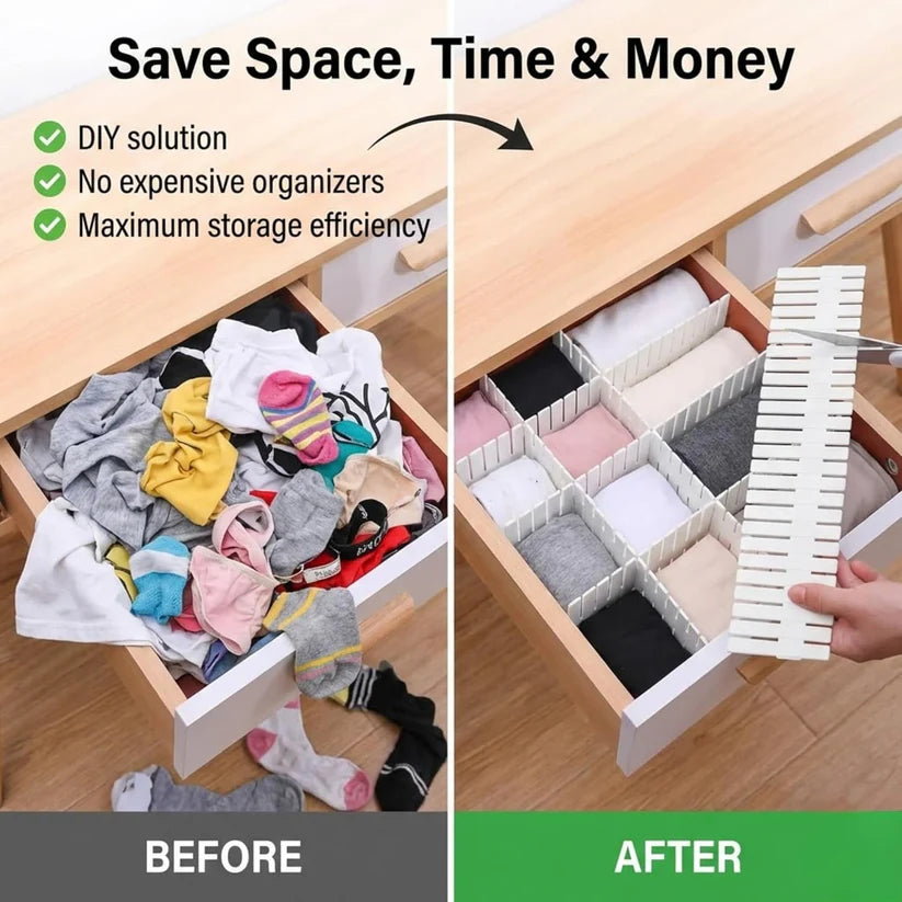 8 Pcs Adjustable Drawer Organiser Dividers in assorted color