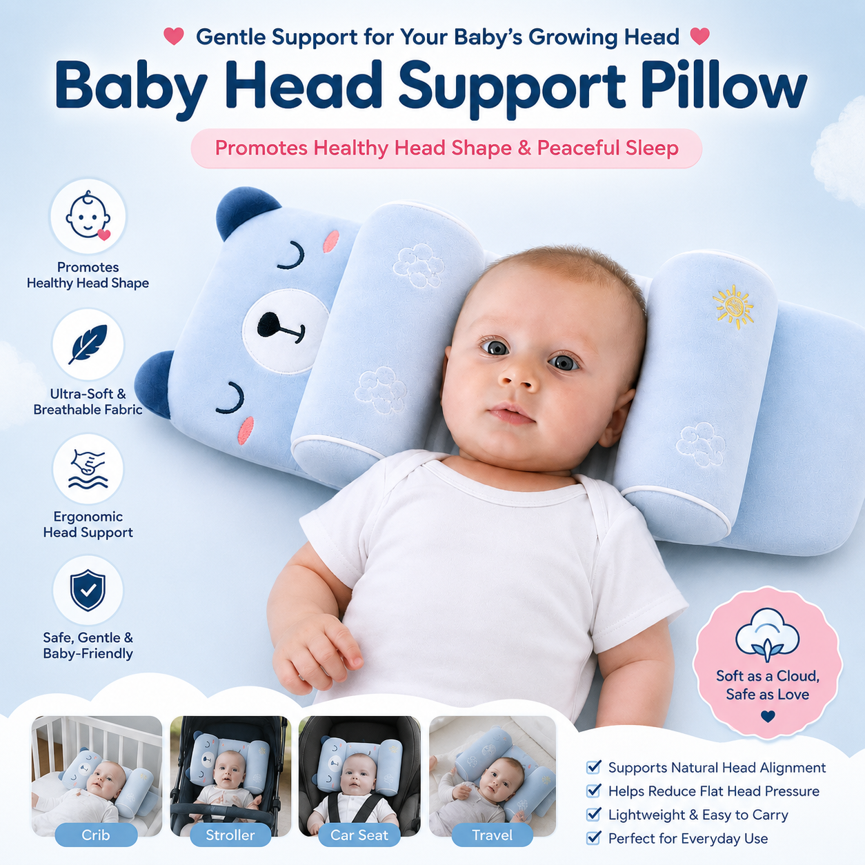 CloudNest™ Baby Pillow
