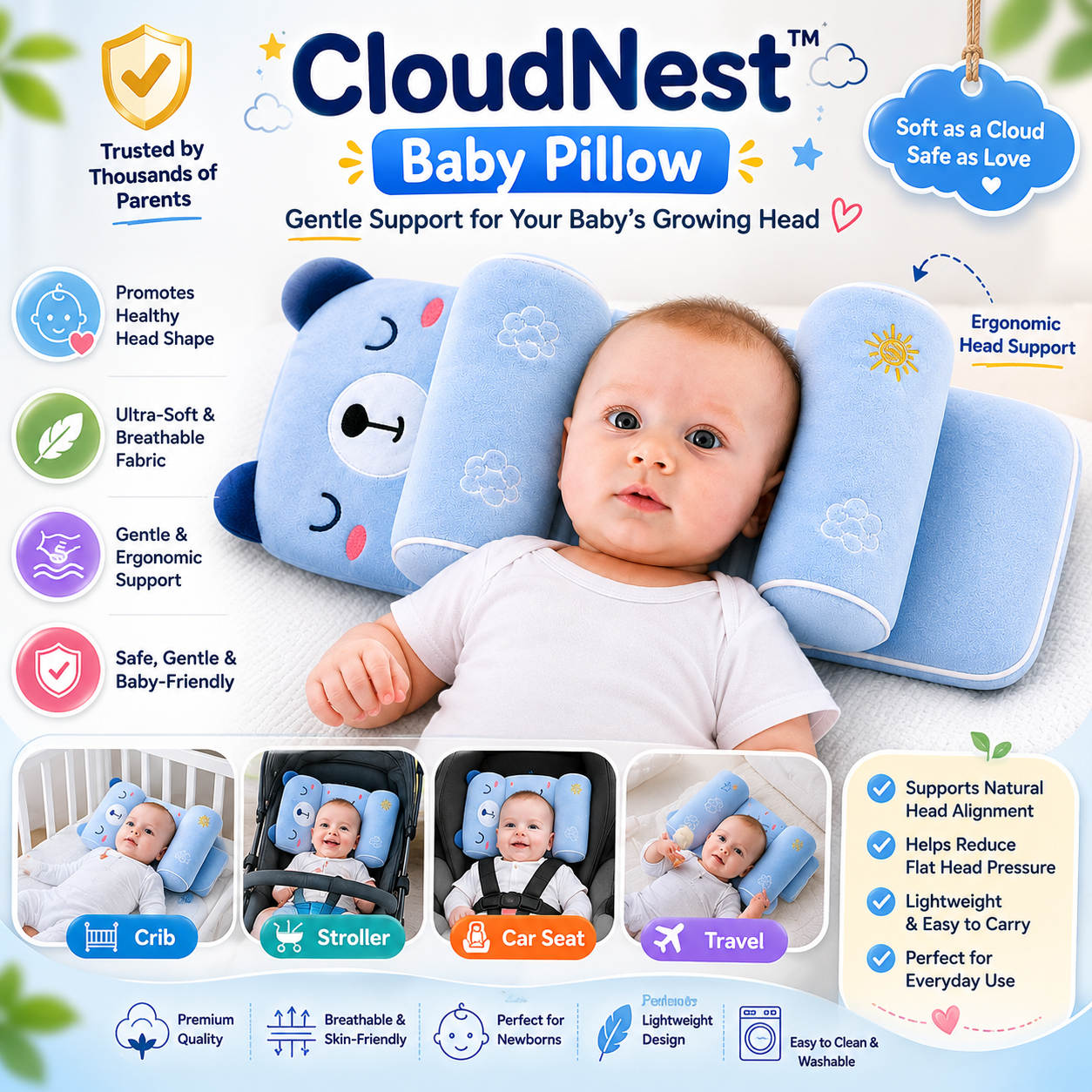 CloudNest™ Baby Pillow