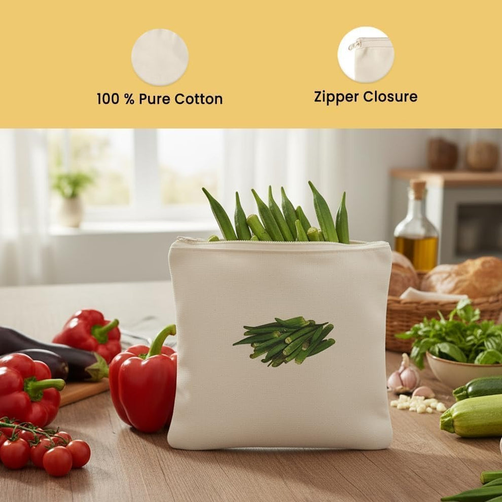 Reusable Cotton Vegetable Storage Bags for Fridge PACK OF 8