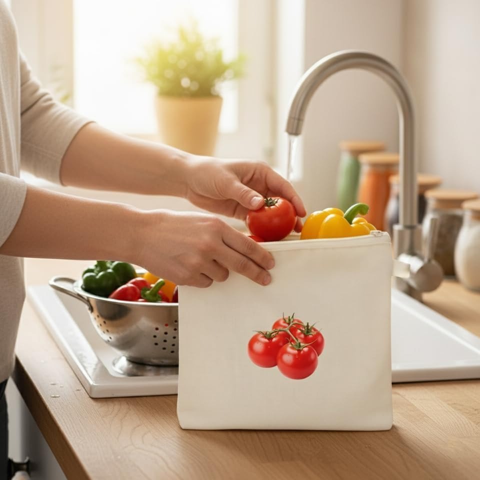Reusable Cotton Vegetable Storage Bags for Fridge PACK OF 8